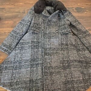 Rothschild Black and Gray Coat with Textured Collar